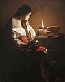 Georges de La Tour: Magdalena mit der rauchenden Flamme (mit Schädel), ca. 1640, Ölgemälde. Los Angeles