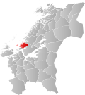 Kart over Bjugn Tidligere norsk kommune