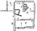 Plan de l'extrémité ouest du monument mégalithique de Pen-ar-Menez (dessin de Paul du Chatellier).