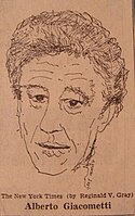 Dessin représentant Alberto Giacometti par Reginald Gray en 1965.