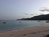 The view facing south from the coast in Anse Royale, overlooking Anse Forbans and Pointe Capucins