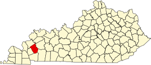 Map of Kentucky highlighting Caldwell County