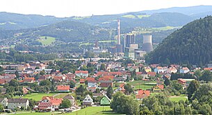 Panorama mit inzwischen abgerissenem Dampfkraftwerk Voitsberg