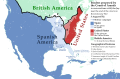 Thirteen Colonies/United States proposed borders (1782)