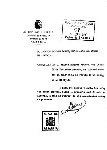 Certificado del descubrimiento.