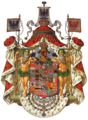 Prachtstücke umgeben den Schild: Großes Wappen Königreich Preußen (Ströhl 1871–1918)