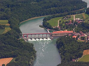 Kraftwerk Eglisau-Glattfelden (Ansicht von Südwesten)