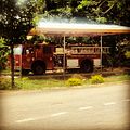 A fire truck parked at the Akosombo Fire Service Station