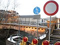 Bauarbeiten an der Brücke mit abgebautem Geländer