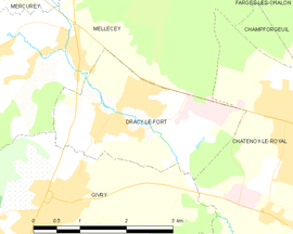 Mapa obce Dracy-le-Fort