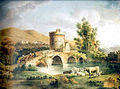 Pont Lucano and the mausoleum of the Plautii, oil on canvas (1880), Pietro Della Valle (1827-1891)