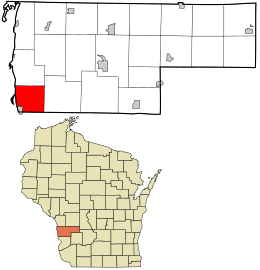 Location in Vernon County and the state of Wisconsin.