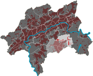 Lage des Quartiers Erbschlö-Linde im Stadtbezirk Ronsdorf