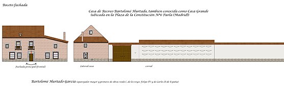 Casa Grande de Bartolomé Hurtado boceto de como era su estado original de ladrillo