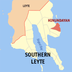 Map of Southern Leyte with Hinundayan highlighted