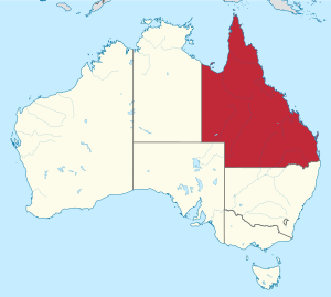 Vendndodhja e Queensland në Australi