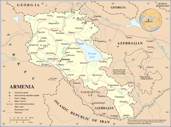 Armenien, die Grenze zu Georgien oben