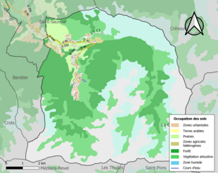 Carte en couleurs présentant l'occupation des sols.