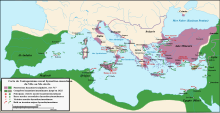 Carte montrant l'antagonisme navale romano-musulman du VIIe au XIe siècle