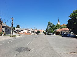 Kossuth Lajos street with Roman Catholic Church