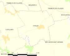 Carte de la commune de Challet.