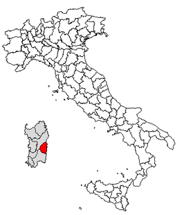 Karta över Italien med Provincia di Ogliastra markerat