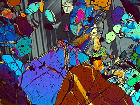 Thin section of an Apollo 12 sample in cross-polarized light