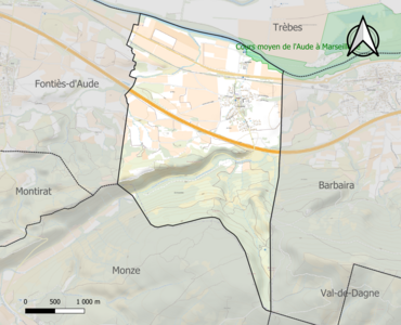 Carte de la ZNIEFF de type 1 sur la commune.