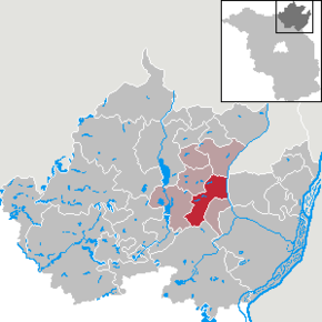 Poziția Gramzow pe harta districtului Uckermark