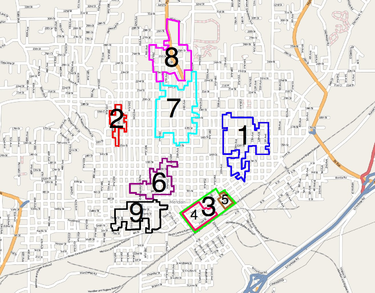 メリディアンの歴史地区配置図