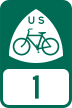 U.S. Bicycle Route 1 marker