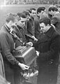 The team of SC Karl-Marx-Stadt receives their trophy as the new East German champion before the first final on 6 December 1959.