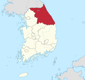 Poziția regiunii Gangwon-do