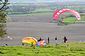 Hang gliders on Milk Hill
