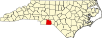 Locatie van Anson County in North Carolina