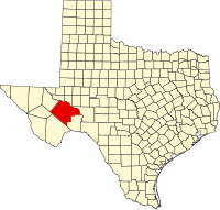 Locatie van Pecos County in Texas