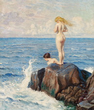 Jóvenes bañándose en los acantilados, 1878-1934. Óleo sobre lienzo, 65 x 57 cm.