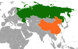 RussiaとChinaの位置を示した地図
