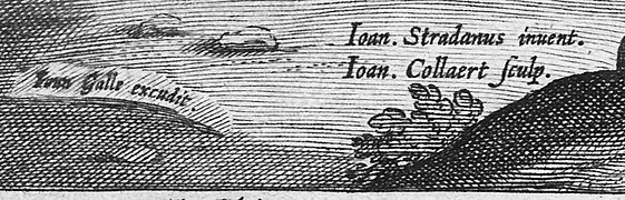 Detail aus einem Kupferstich von Hans Collaert, nach einer Zeichnung von Joh. Stradanus, aus dem Verlag von Galle, Antwerpen um 1600