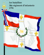 Drapeau du 1er bataillon du 38e régiment d'infanterie de ligne de 1791 à 1793