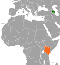 Map indicating locations of Azerbaijan and Kenya