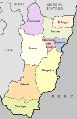 Cantons of Zamora Chinchipe Province