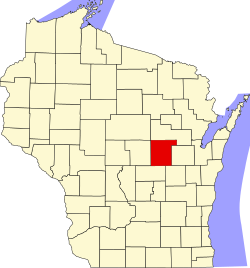 Karte von Waupaca County innerhalb von Wisconsin