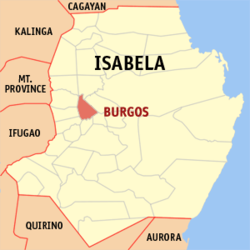 Mapa ng Isabela na nagpapakita sa lokasyon ng Burgos.