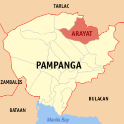 Map of Pampanga with Arayat highlighted