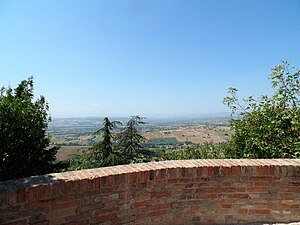 Uitzicht vanop de "eenzame heuvel" in Recanati, zoals omschreven in het bekende gedicht L'infinito.