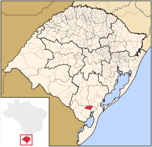 Map of the state of Rio Grande do Sul, Brazil highlighting Pedro Osório