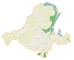 Mapa konturowa gminy Markusy, na dole znajduje się punkt z opisem „Stare Dolno”