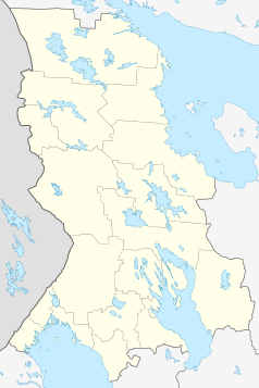 Mapa konturowa Karelii, na dole po lewej znajduje się punkt z opisem „Monastyr Wałaamski”