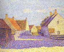 Dichtbebaute Dorfstrasse in Holland, bei Nachmittagssonne (1899 – 1905)